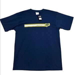 NWT Navy Blue Yellow Fox Racing Inc Graphic Short Sleeve Crew Neck T Shirt XL